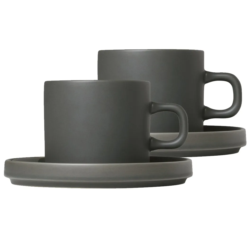 Pilar coffee mug with saucer 2-pack, Agave green blomus