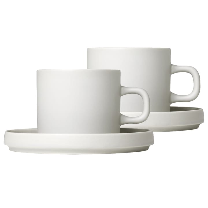 Pilar coffee mug with saucer 2-pack - Moonbeam - Blomus