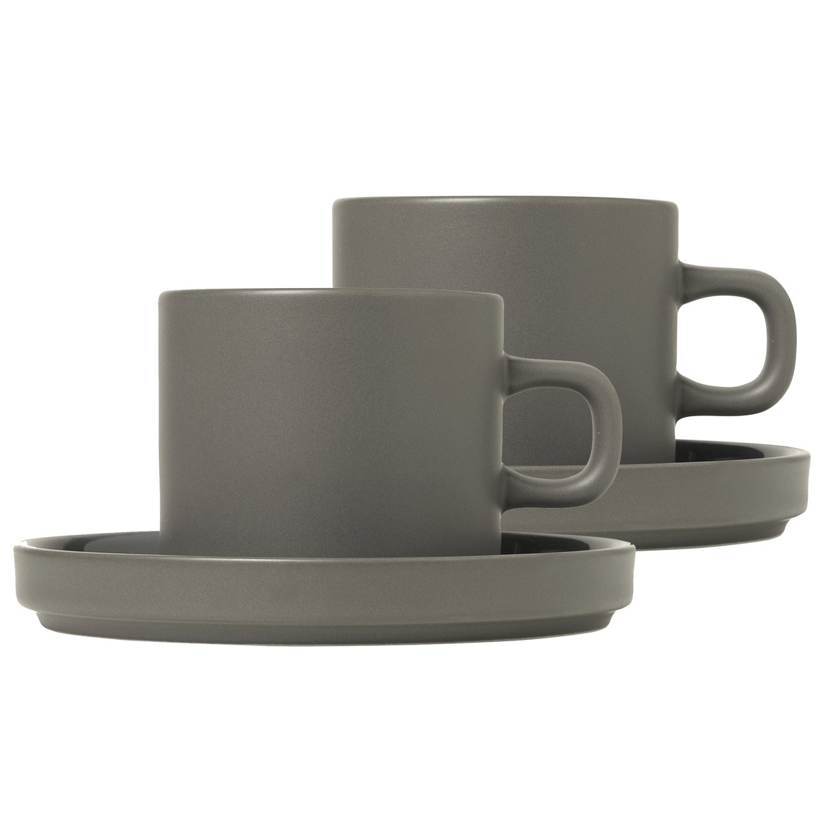 blomus Pilar coffee mug with saucer 2-pack Pewter | Scandinavian Design | Coffee cups | Green