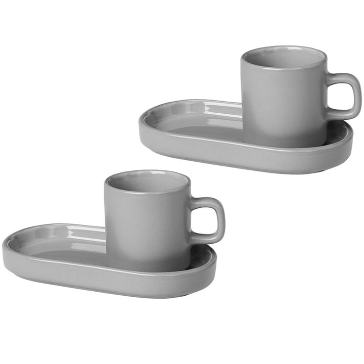 Pilar espresso cup with saucer 2-pack - Mirage grey - Blomus