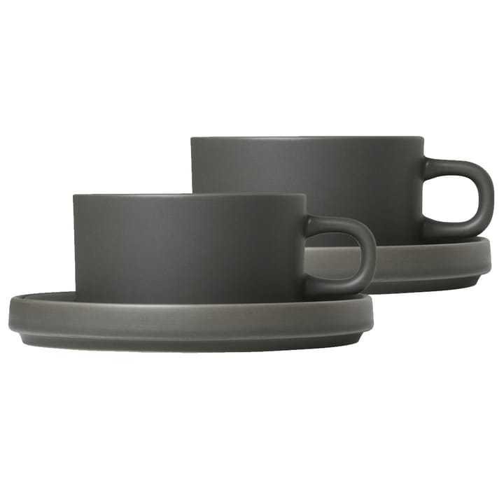 Pilar mug with saucer 2-pack - Agave green - blomus