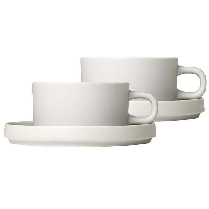 Pilar mug with saucer 2-pack - Moonbeam - Blomus