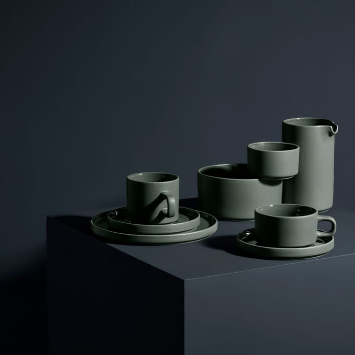 Pilar mug with saucer 2-pack - Pewter - blomus