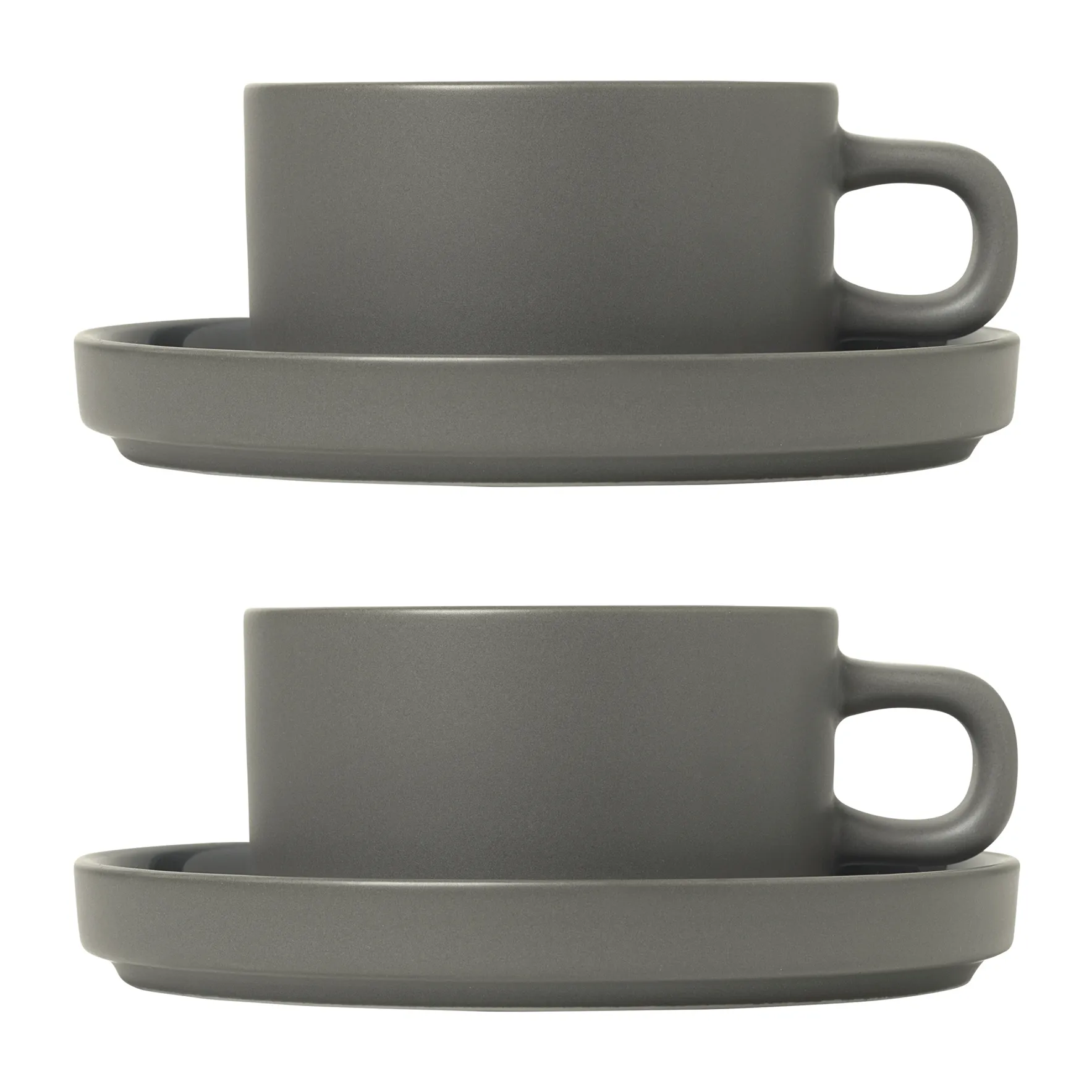 Pilar mug with saucer 2-pack, Pewter blomus