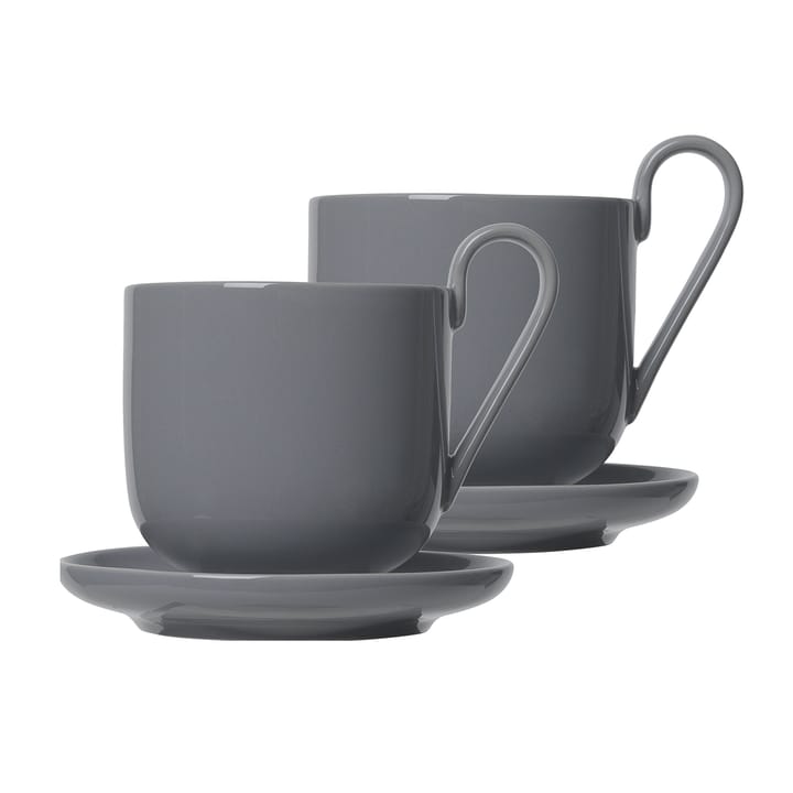 Ro coffee cup with saucer 2-pack - Sharkskin - Blomus