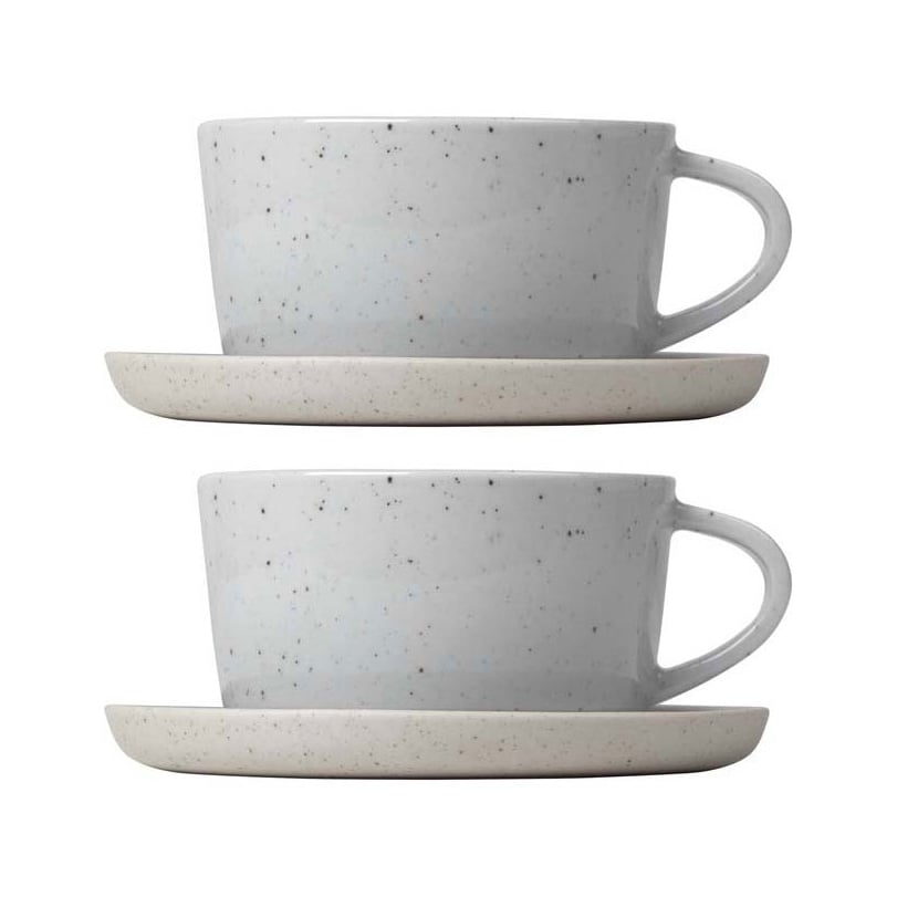 blomus Sablo coffee cup with saucer 2-pack Cloud | Scandinavian Design | Coffee cups | Grey