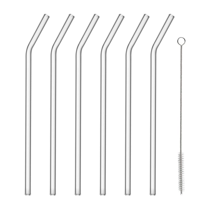 Sala glass straw with bend and brush Ø20 cm 6-pack - Clear - blomus