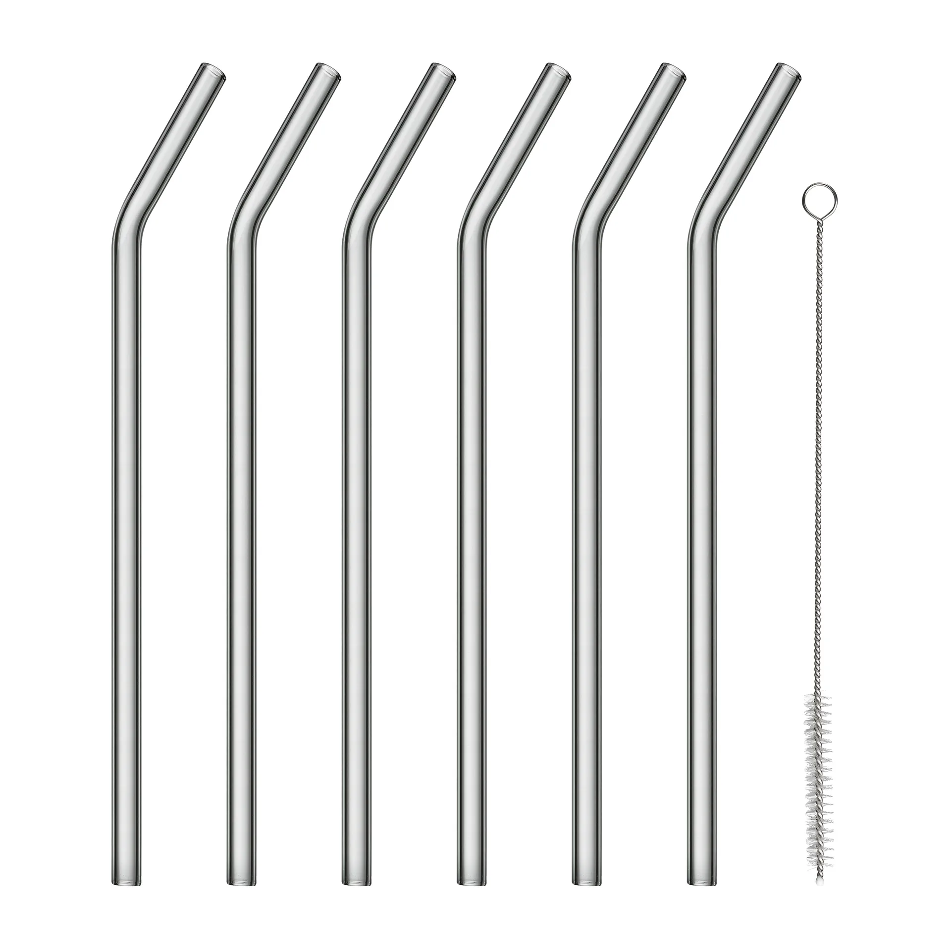 Sala glass straw with bend and brush Ø20 cm 6-pack, Smoke blomus
