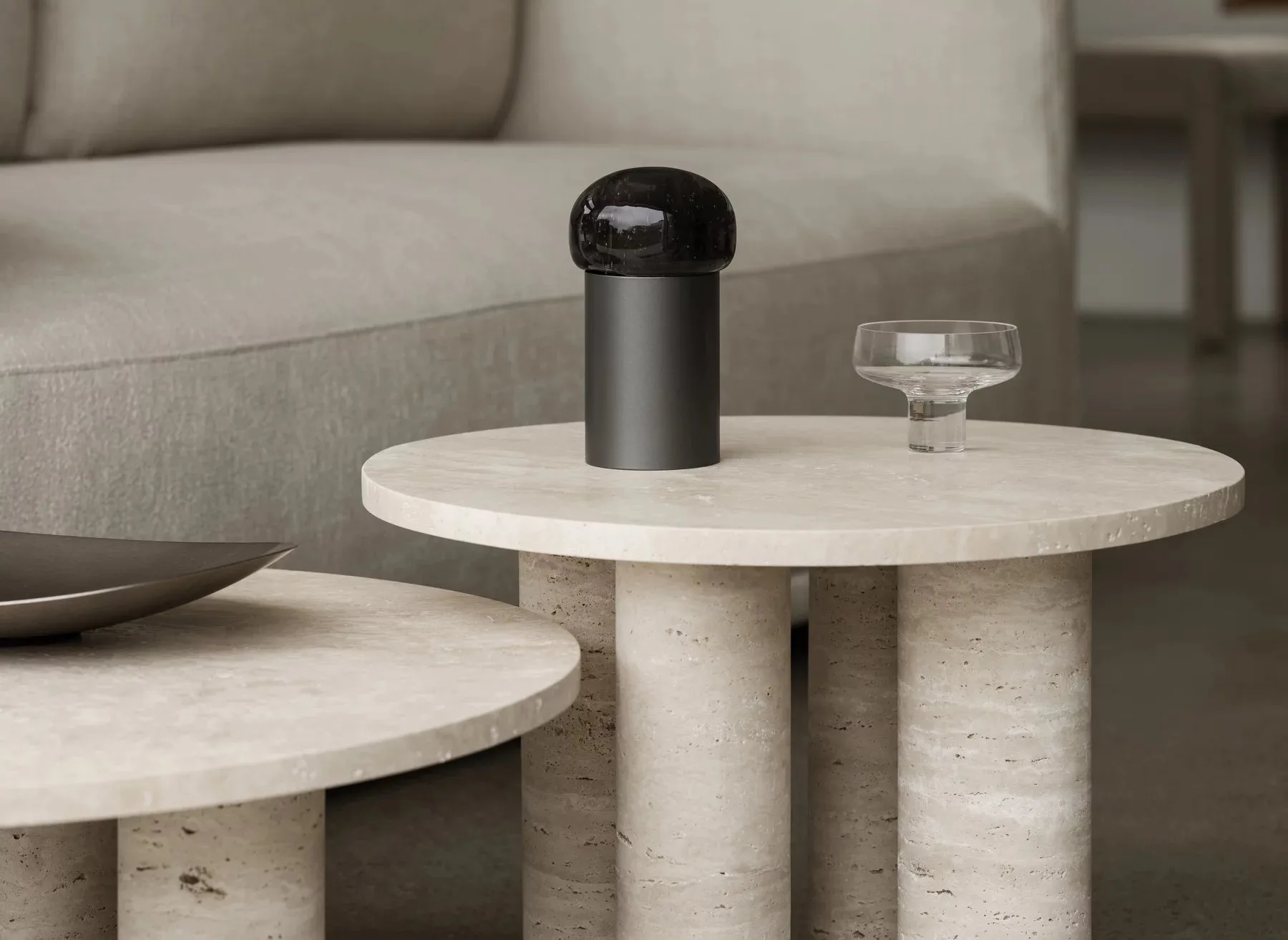 Volos side table S Ø52 cm, Travertine blomus