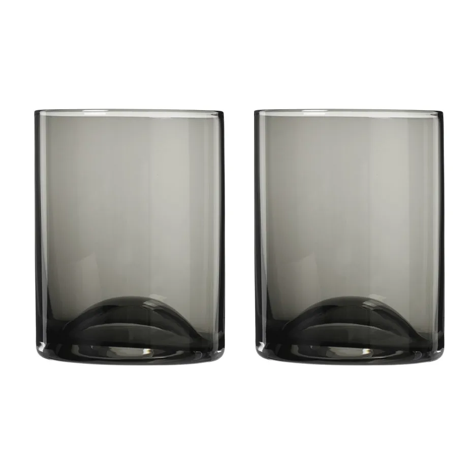 Wave tumbler glass 2-pack, Black blomus