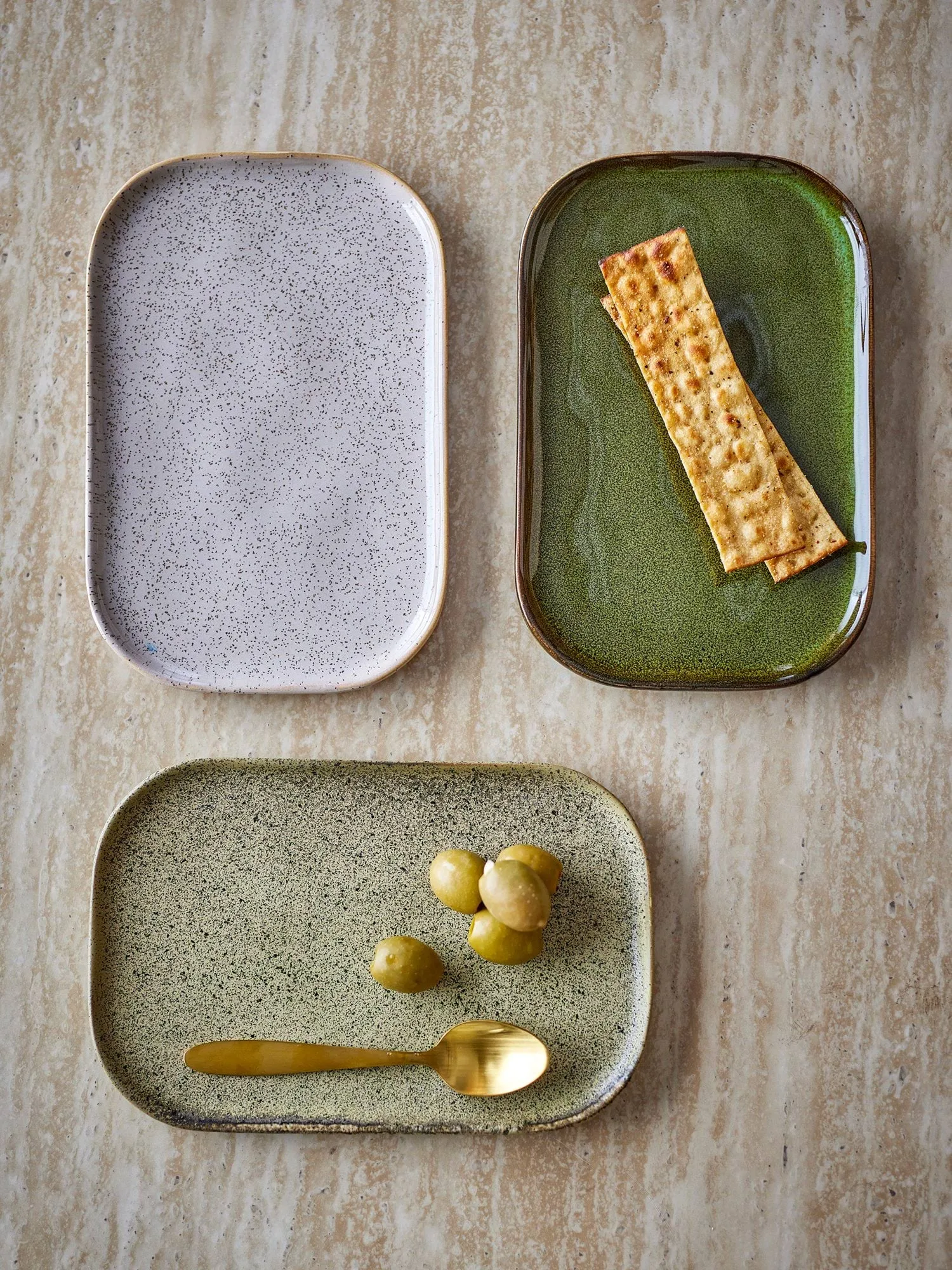 Addison side plate, Green, 3 pieces Bloomingville
