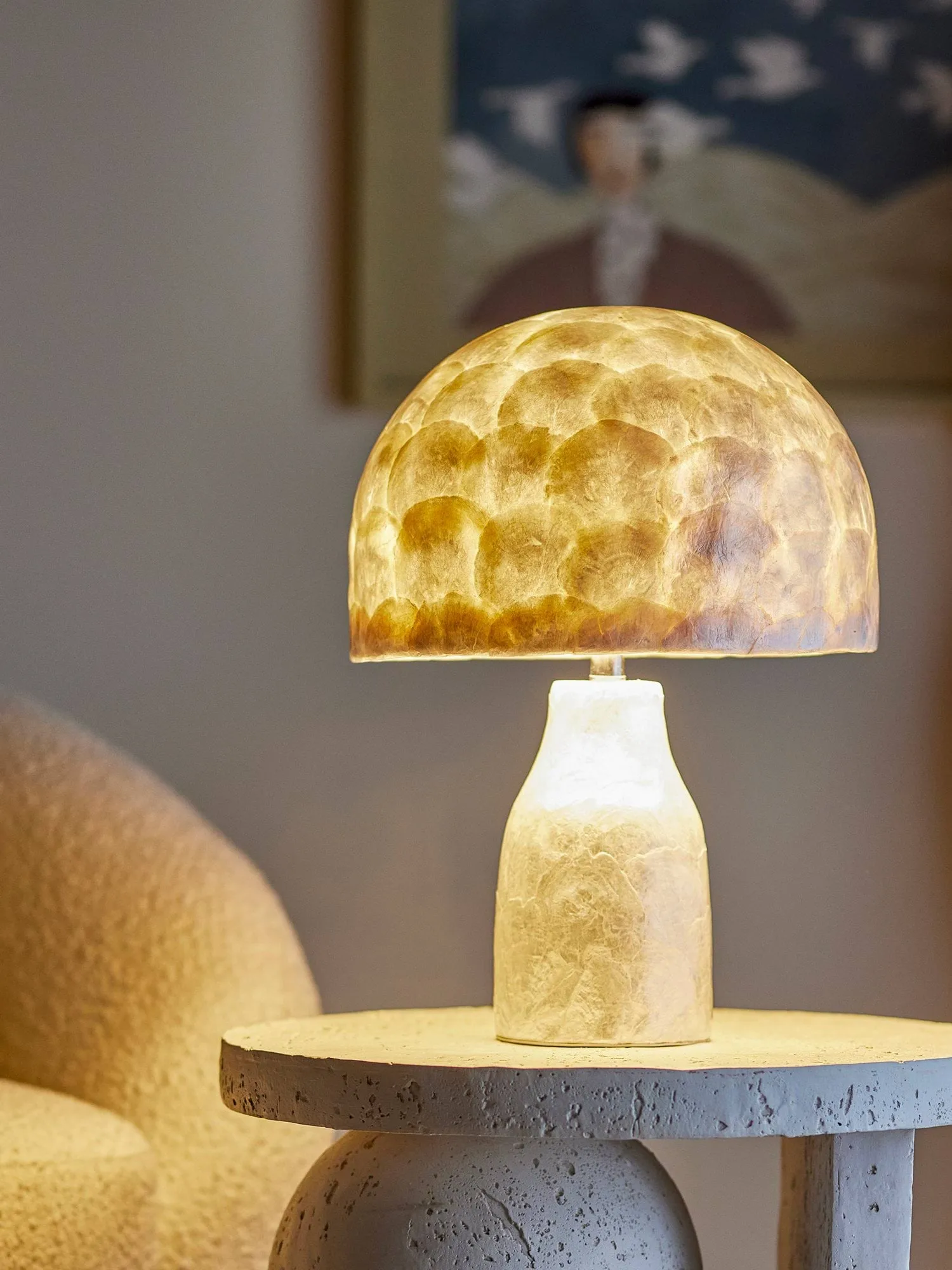 Adria table lamp, Nature, Mother of pearl Bloomingville