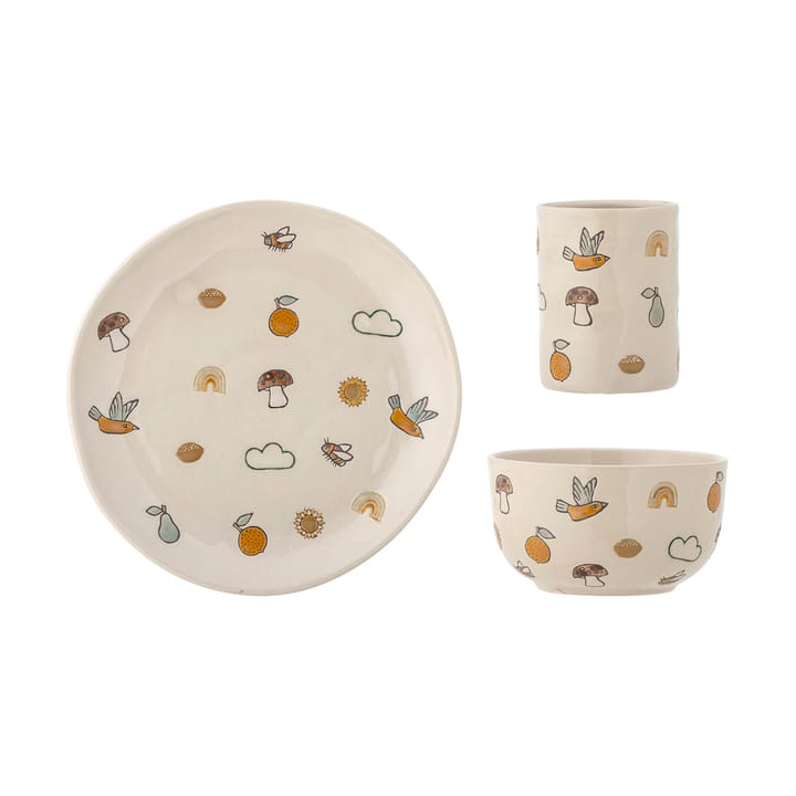 Agnes children's dinnerware 3 pieces - White - Bloomingville