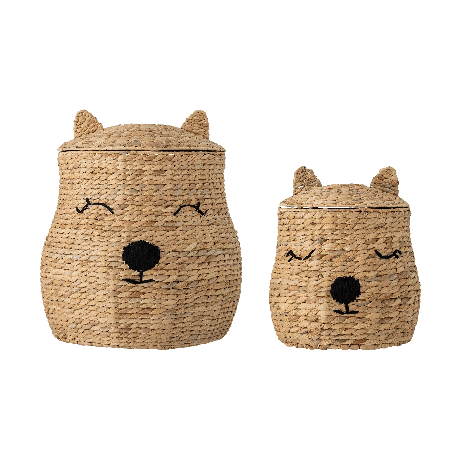 Berny basket with lid, Nature, 2 pieces Bloomingville