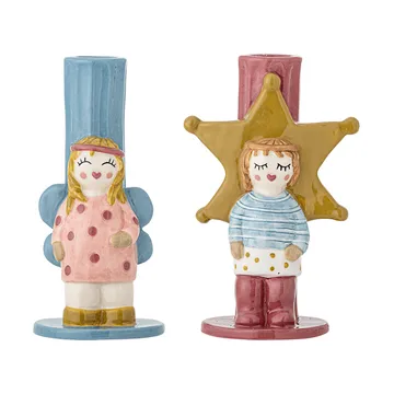 Bisby candlestick - Blue-pink, 2 pieces, 15 cm - Bloomingville