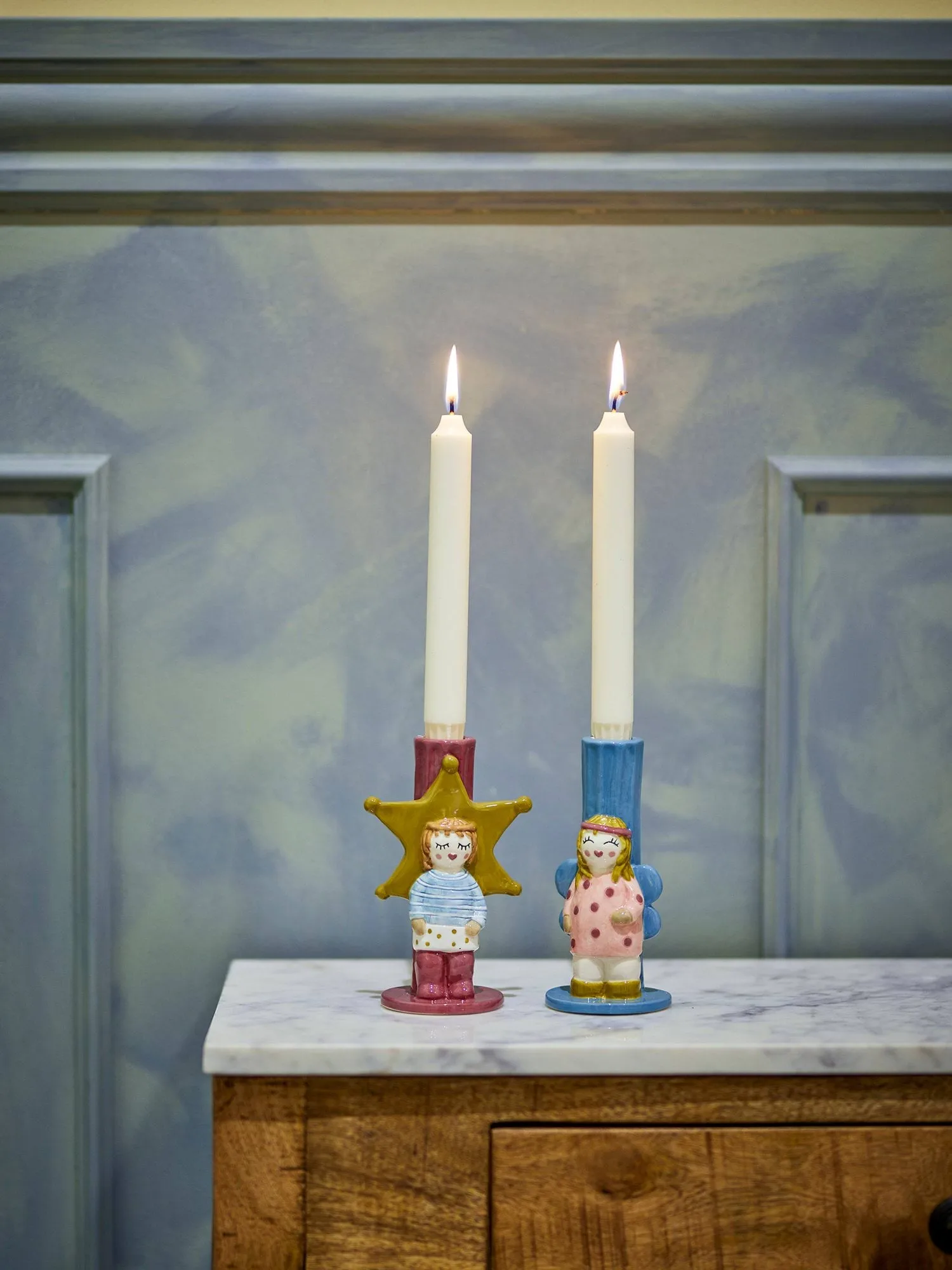 Bisby candlestick, Blue-pink, 2 pieces, 15 cm Bloomingville