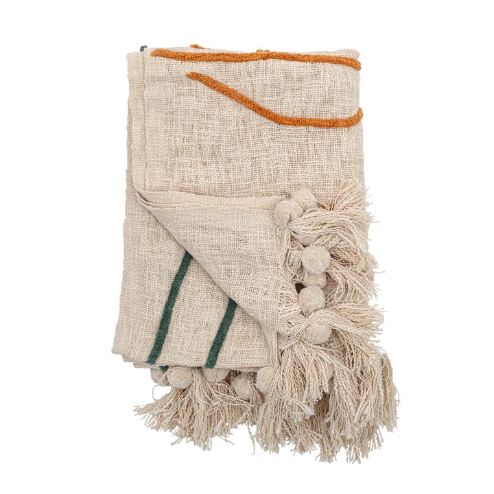 Bloomingville cotton throw with embroidery 125x150 cm, nature Bloomingville