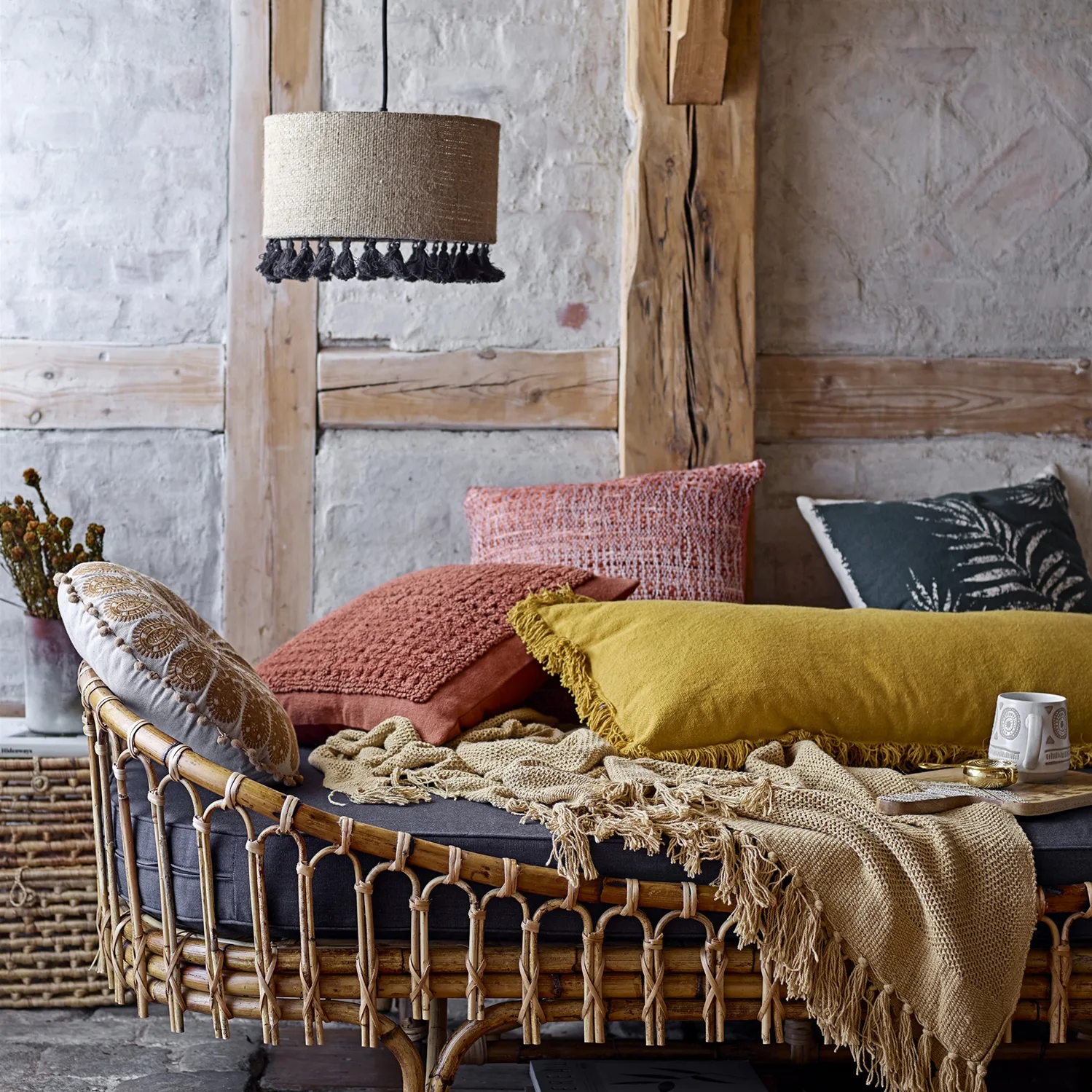 Bloomingville cushion with woven pattern 45x45 cm, Red Bloomingville