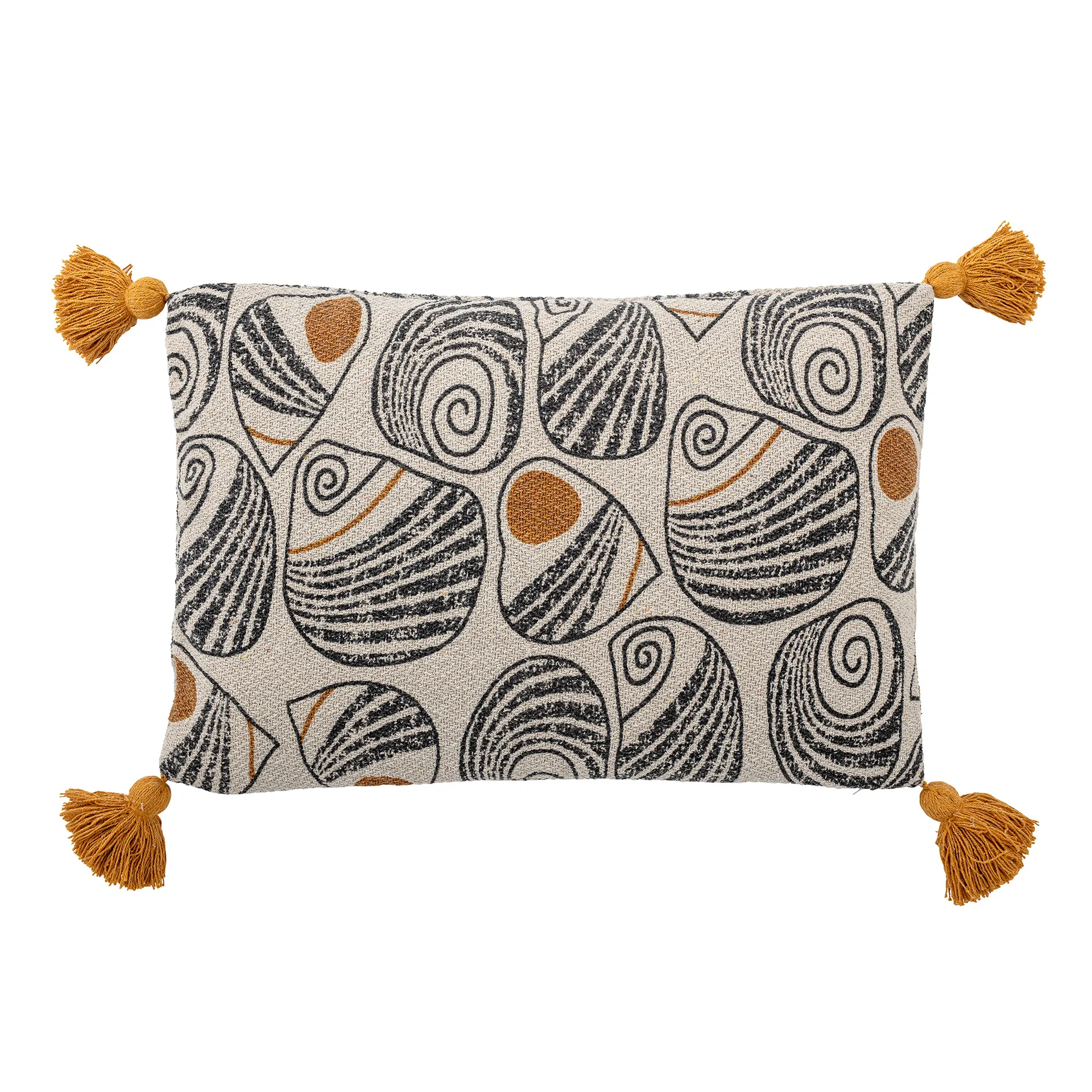 Bloomingville cushion yellow tassels 40x60 cm, yellow Bloomingville