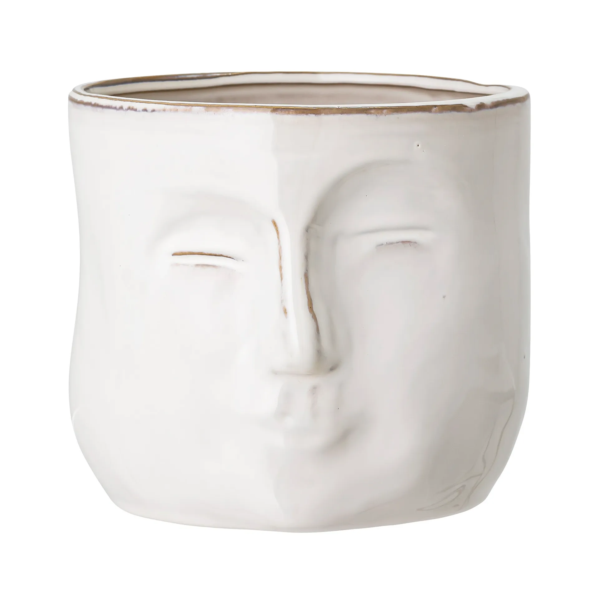 Bloomingville flower pot with face 16.5x18 cm, white Bloomingville