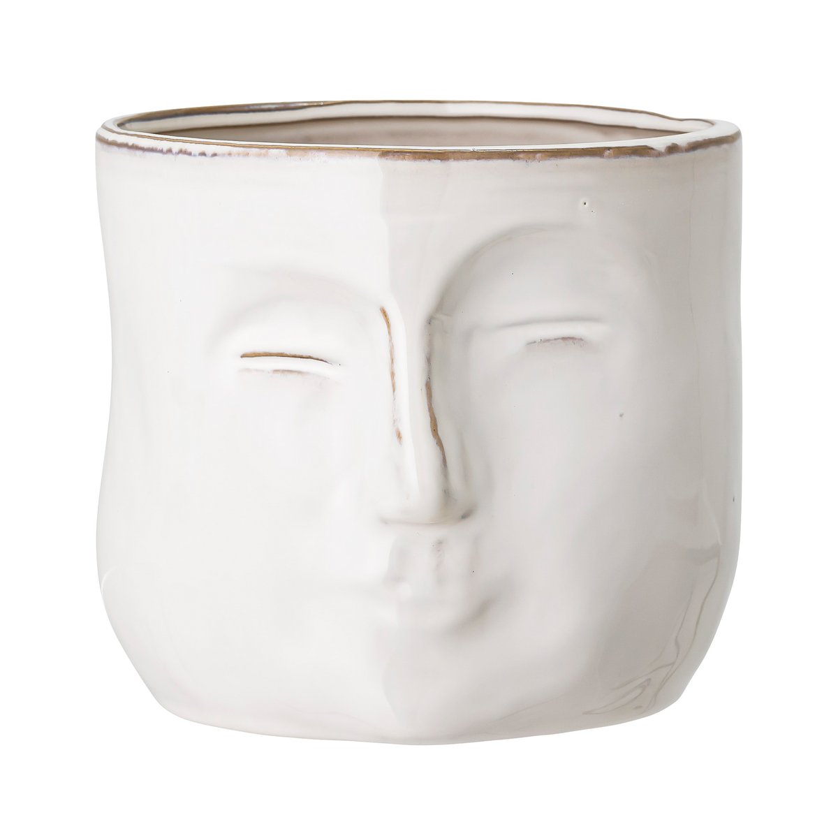Bloomingville Bloomingville flower pot with face 16.5x18 cm white