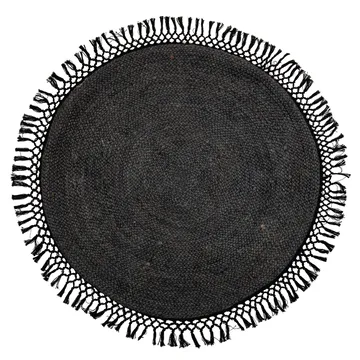 Bloomingville jute rug with fringes Ø122 cm - Black - Bloomingville