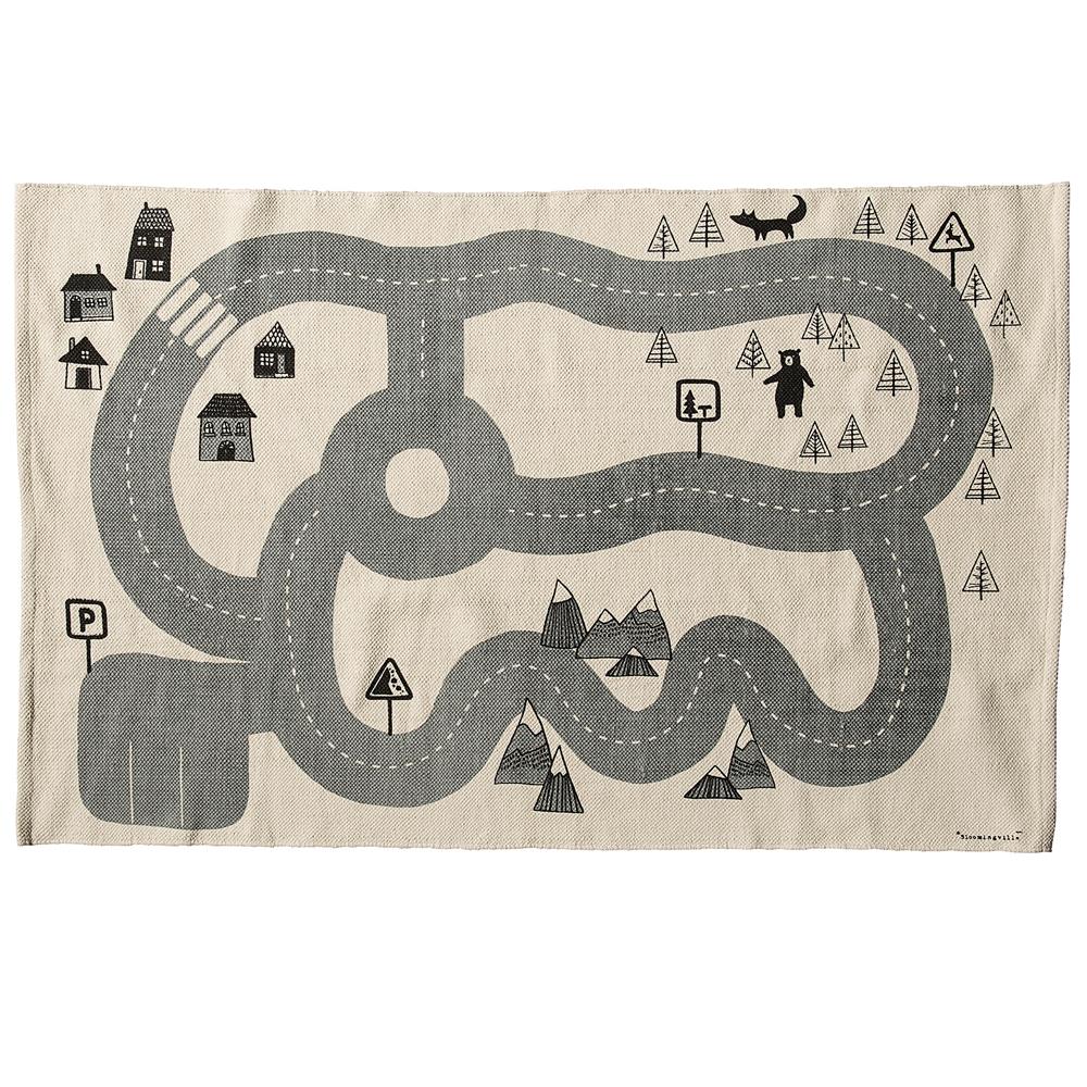 Bloomingville kids rug with road print 100x150 cm | Scandinavian Design | Children's rugs | White