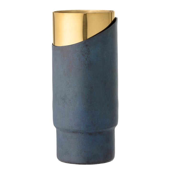 Bloomingville metal vase blue-gold - 23 cm - Bloomingville
