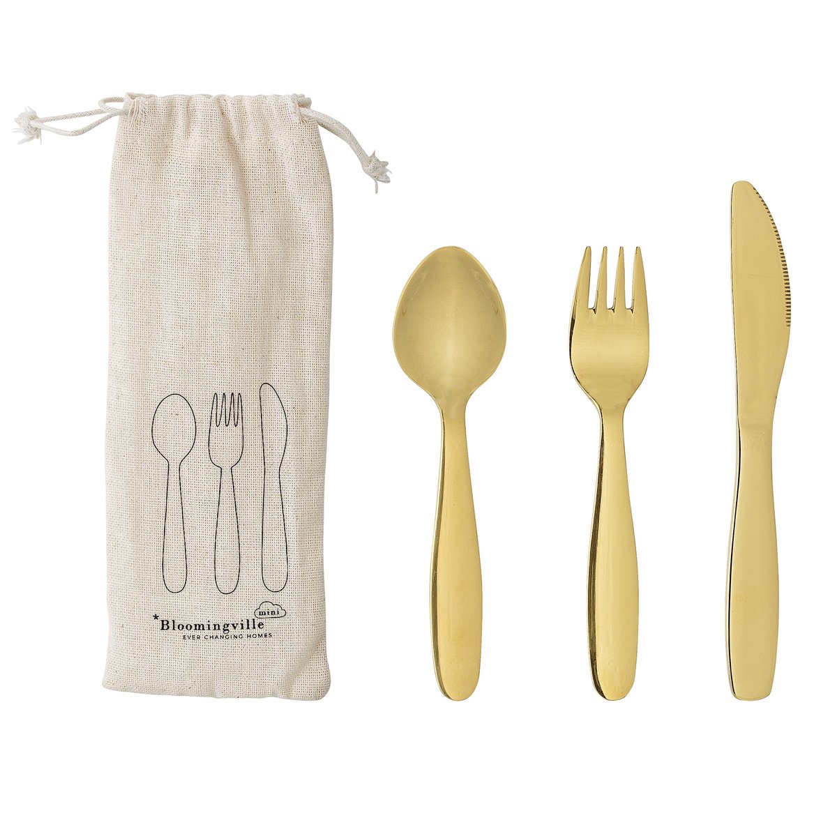 Bloomingville Bloomingville Mini children"s cutlery 3 pieces gold