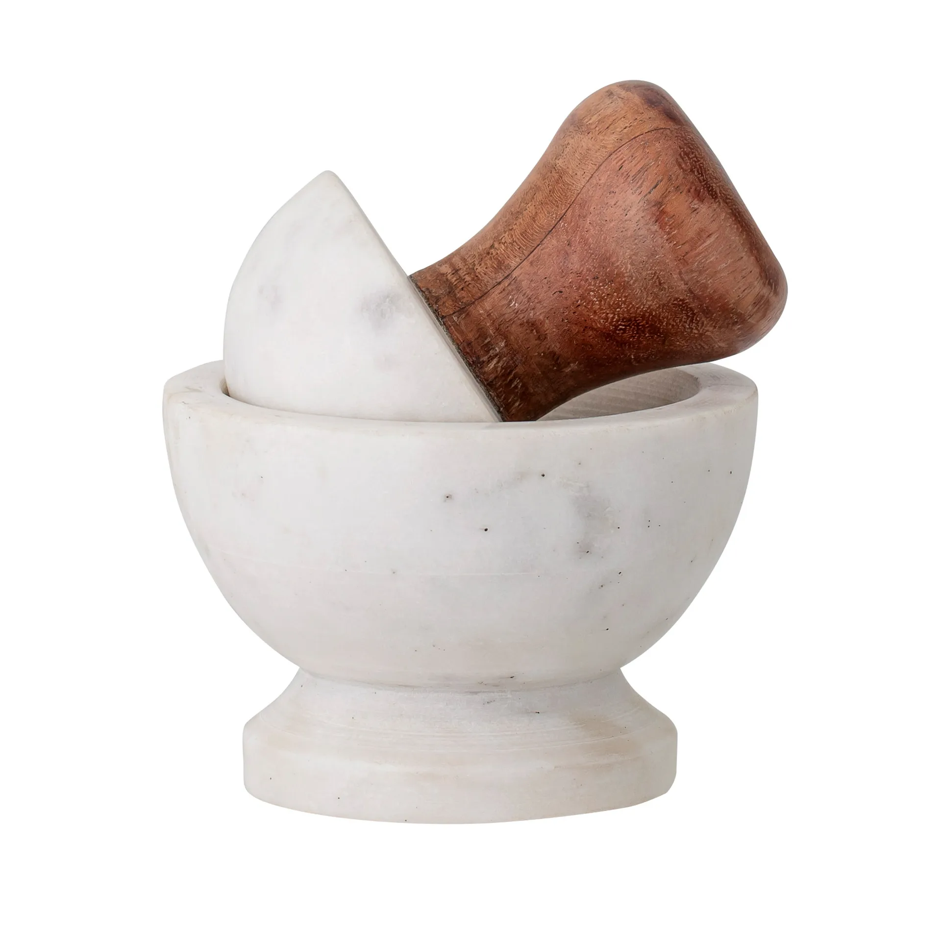 Bloomingville mortar and pestle marble-acacia, white Bloomingville