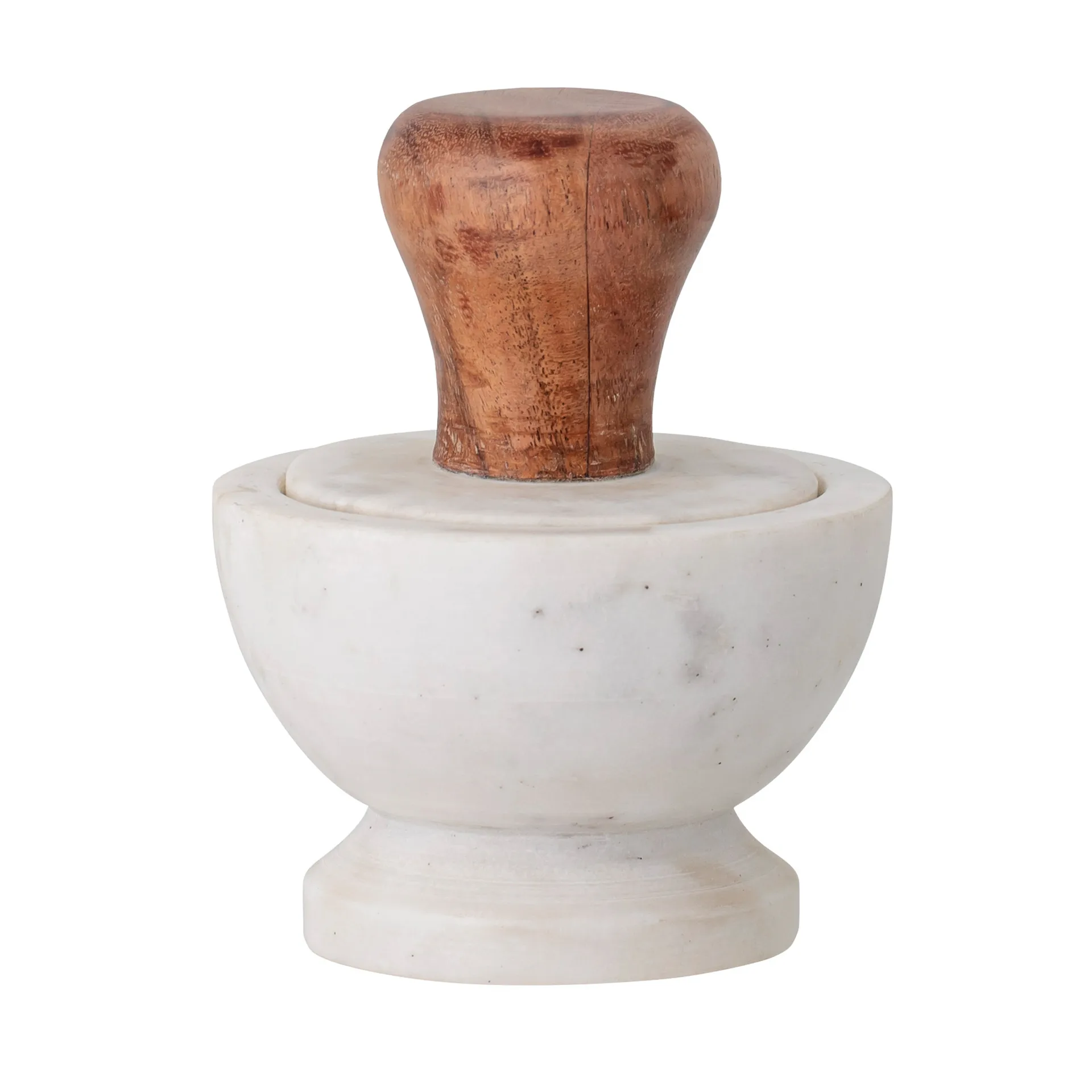Bloomingville mortar and pestle marble-acacia, white Bloomingville