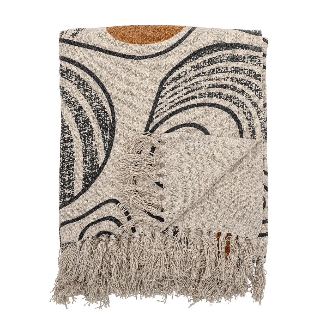 Bloomingville pattern throw 130x160 cm black | Scandinavian Design | Cotton blankets & throws | Beige
