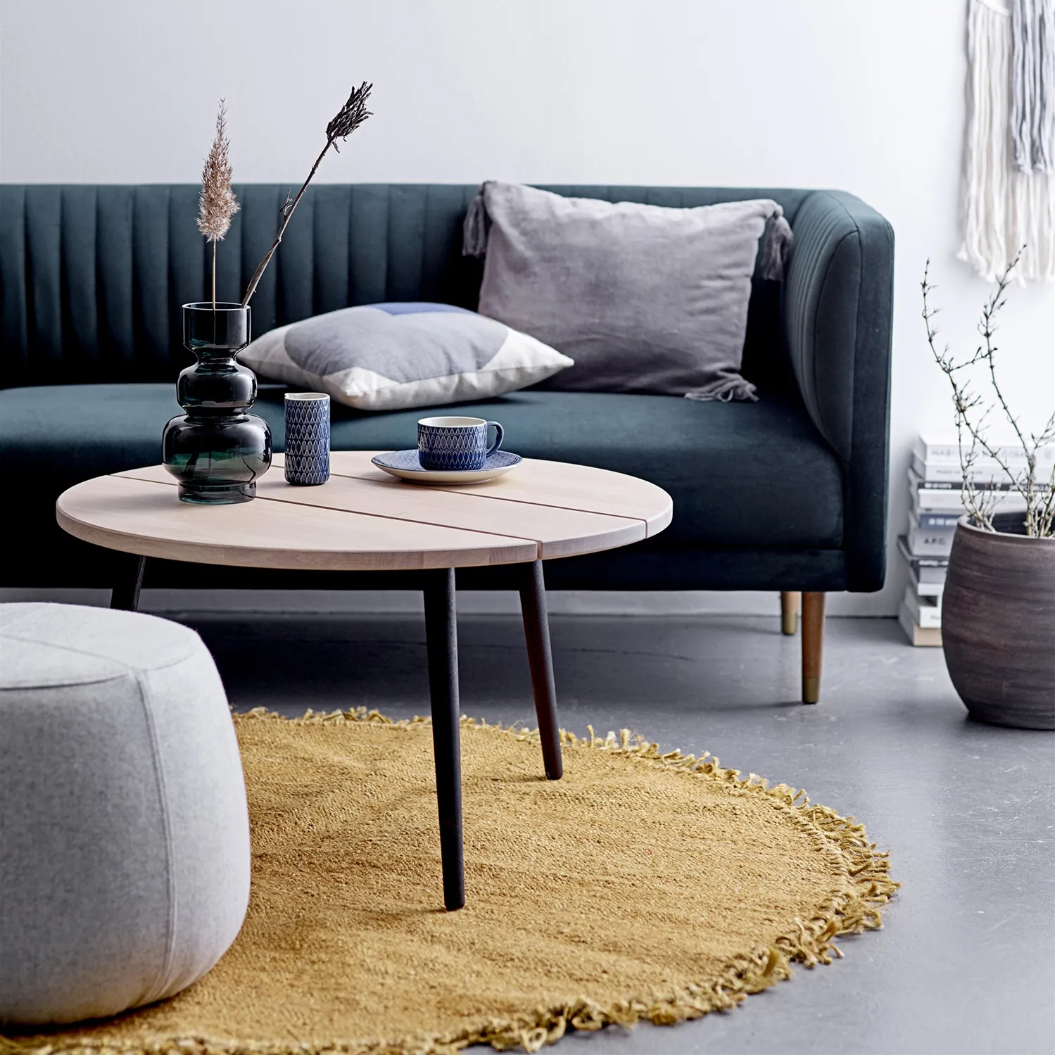 Bloomingville rug jute Ø 150 cm, Yellow Bloomingville