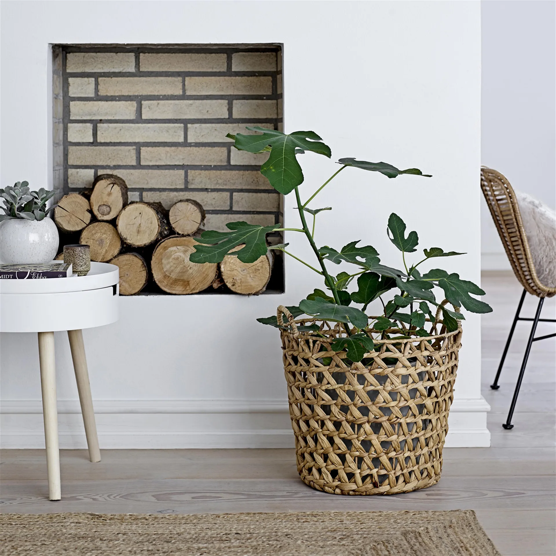 Bloomingville side table, white-natural Bloomingville