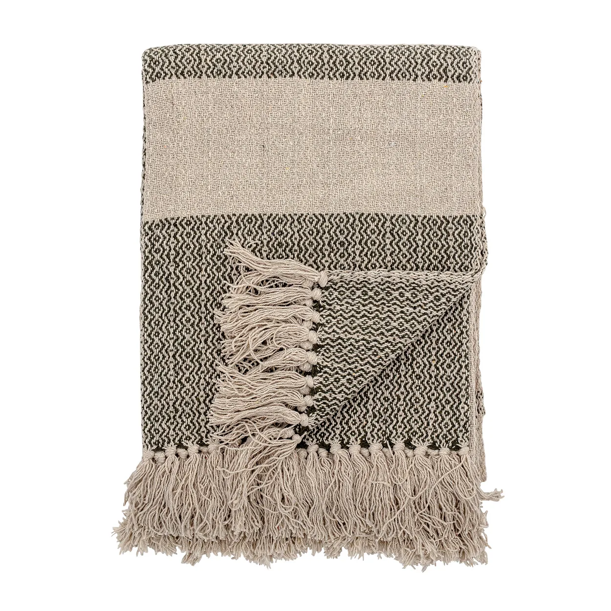 Bloomingville throw stripy 130x160 cm green | Scandinavian Design | Cotton blankets & throws | Black