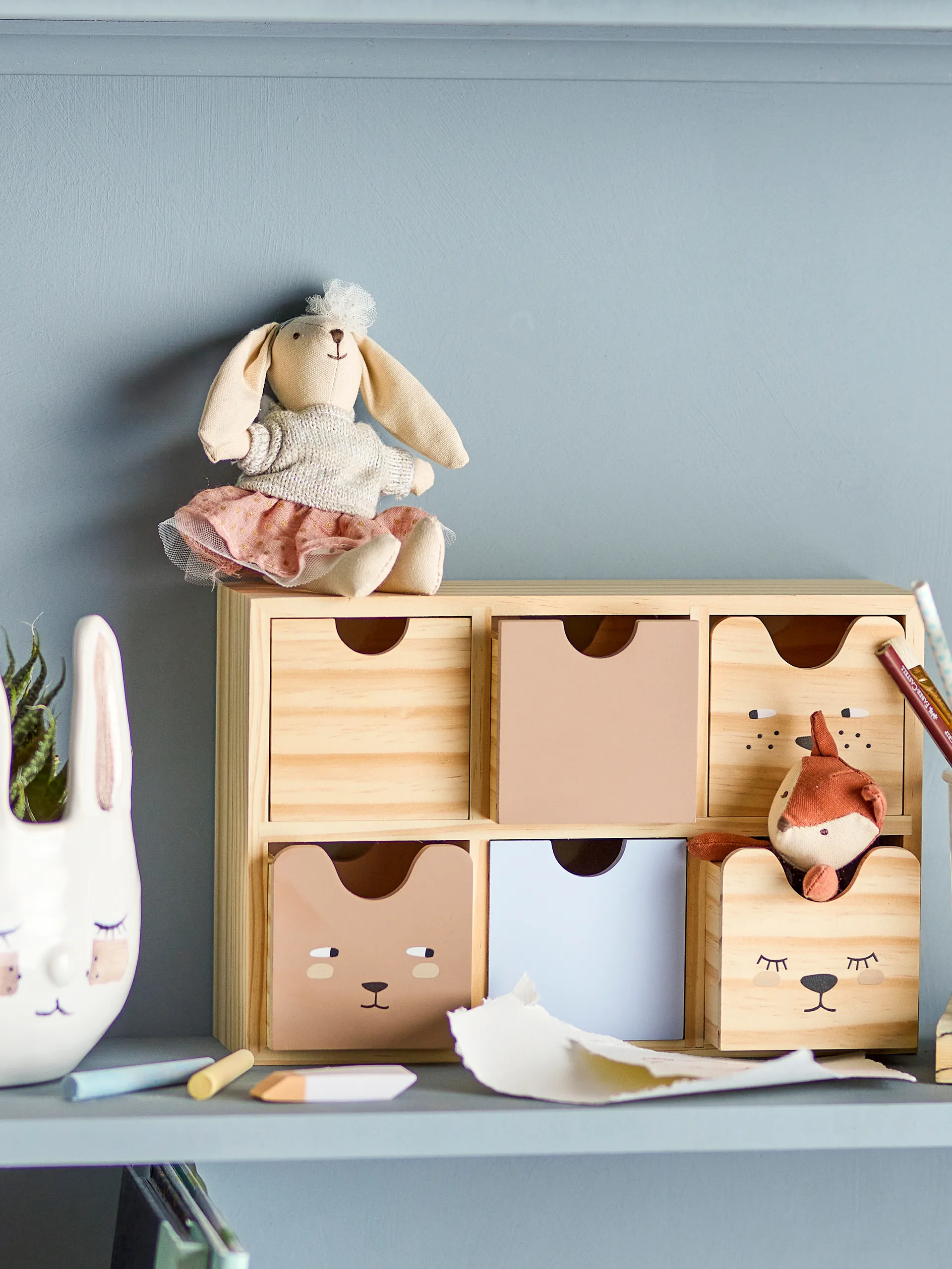 Calle bookshelf small 6 drawers 27x18 cm, Natural Bloomingville