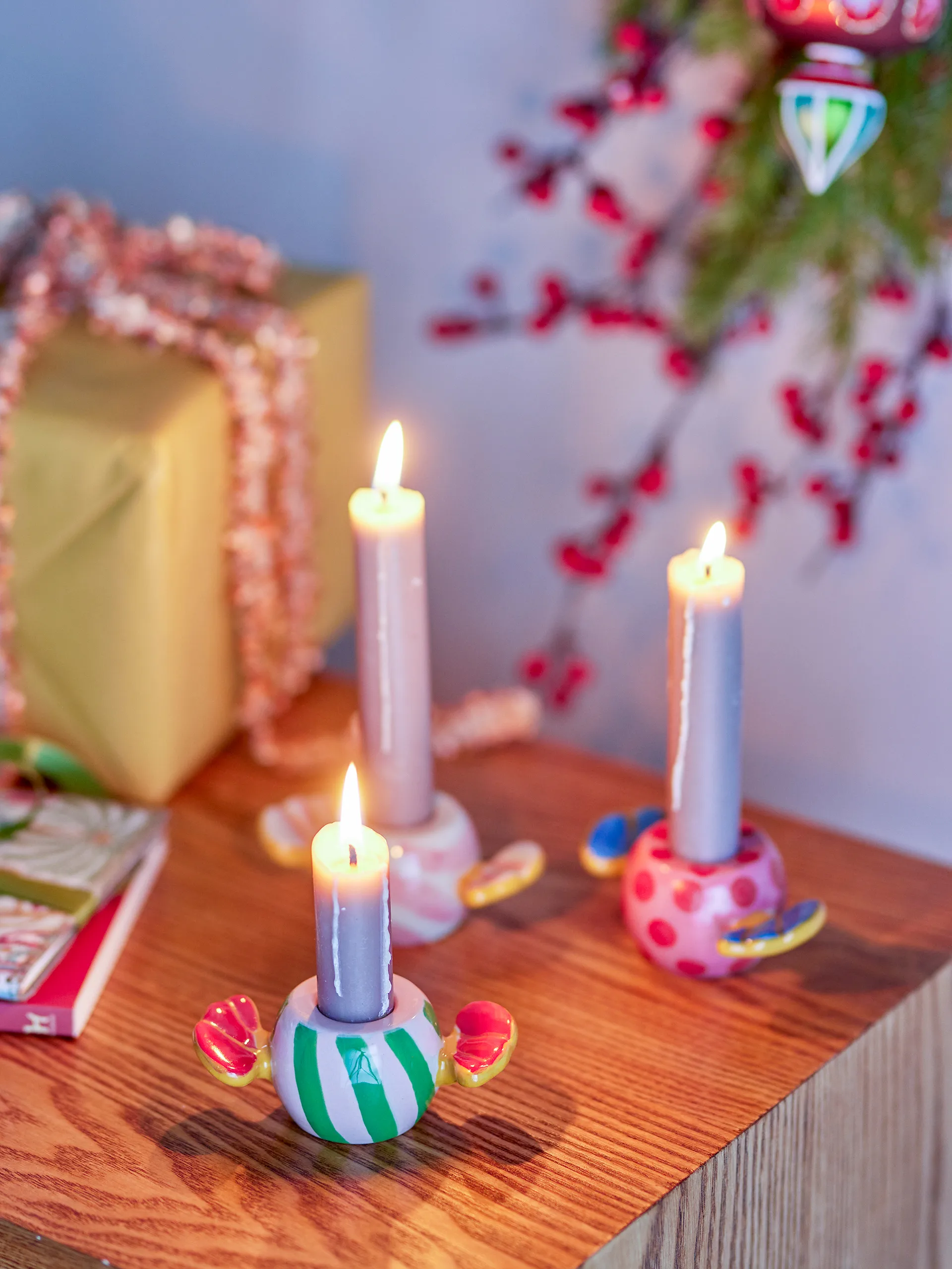 Caramella candle holders 3 pieces, Pink Bloomingville