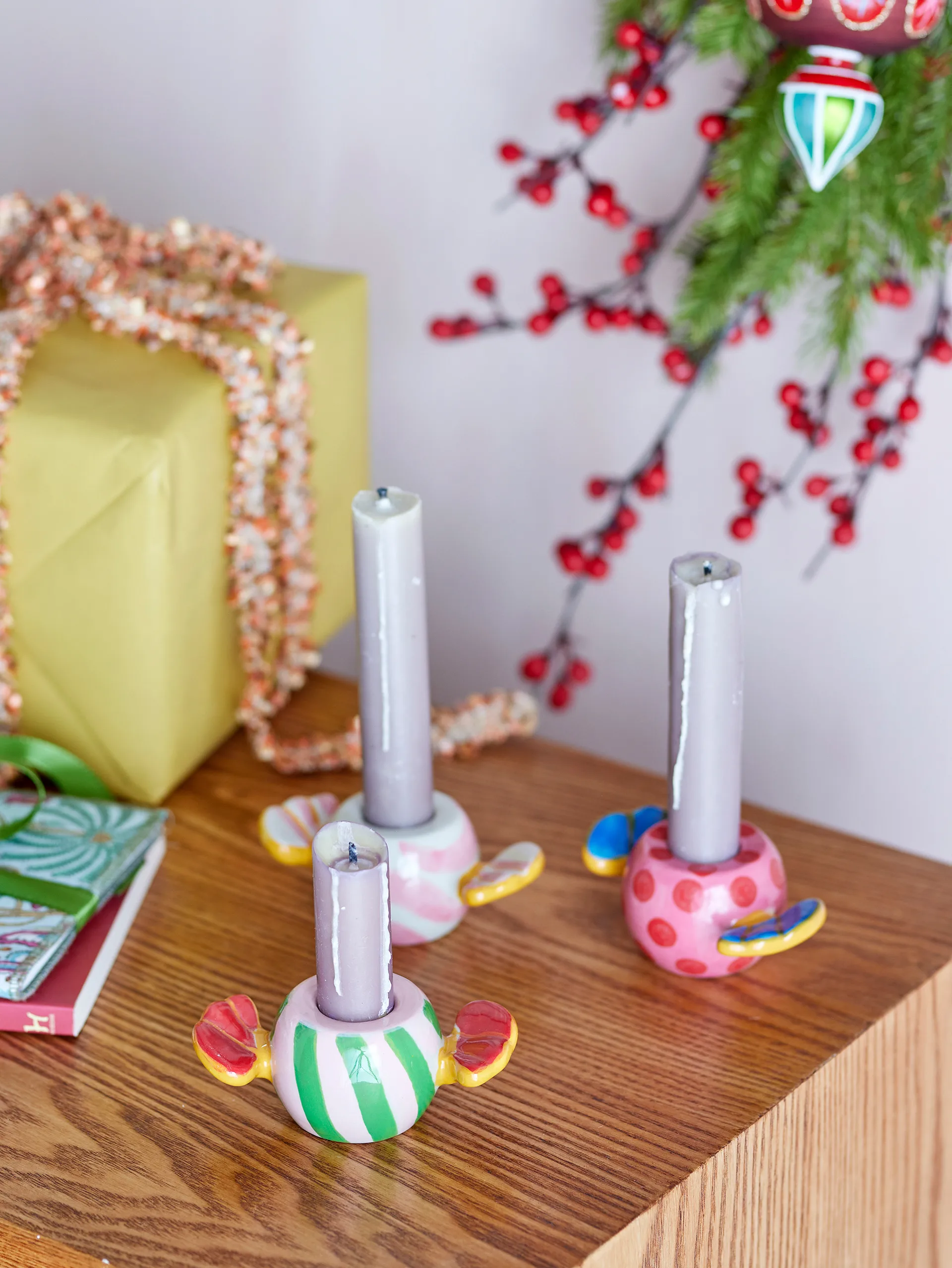 Caramella candle holders 3 pieces, Pink Bloomingville