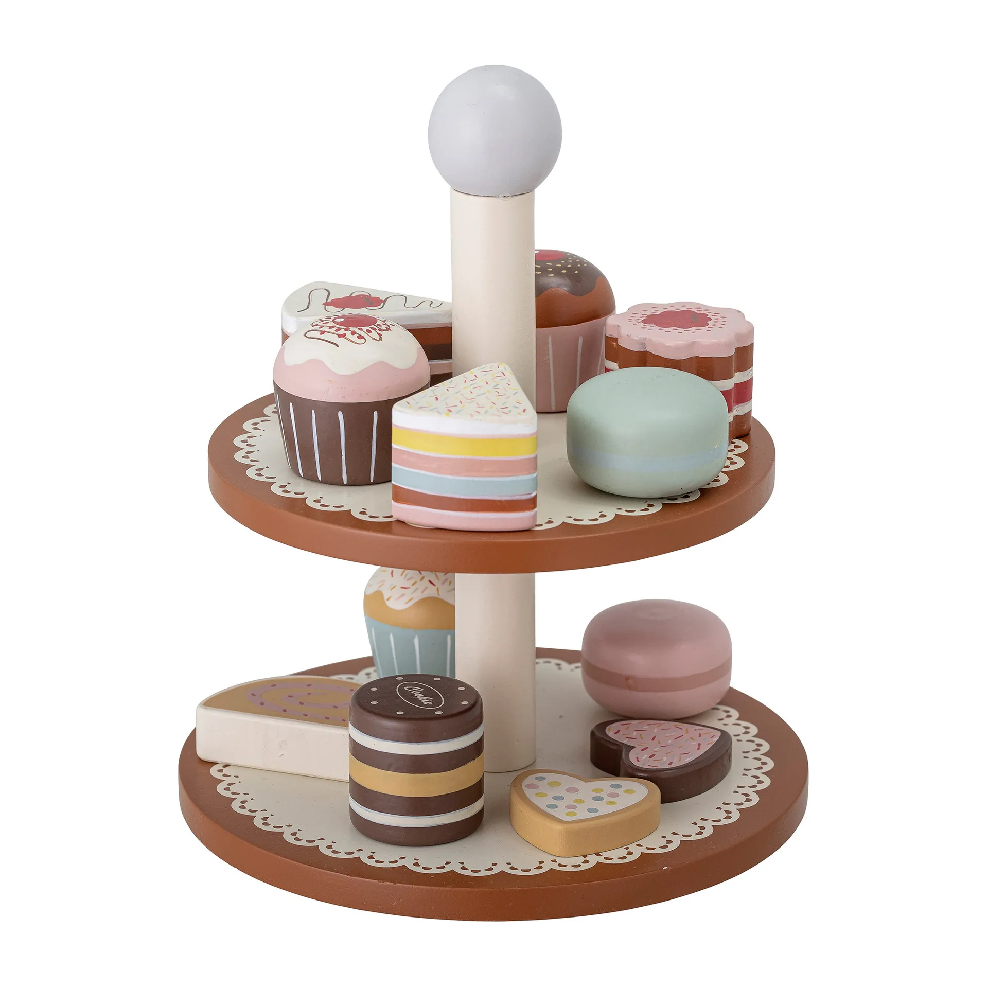 Carlina wooden toy cake plate 13 pieces, Brown Bloomingville