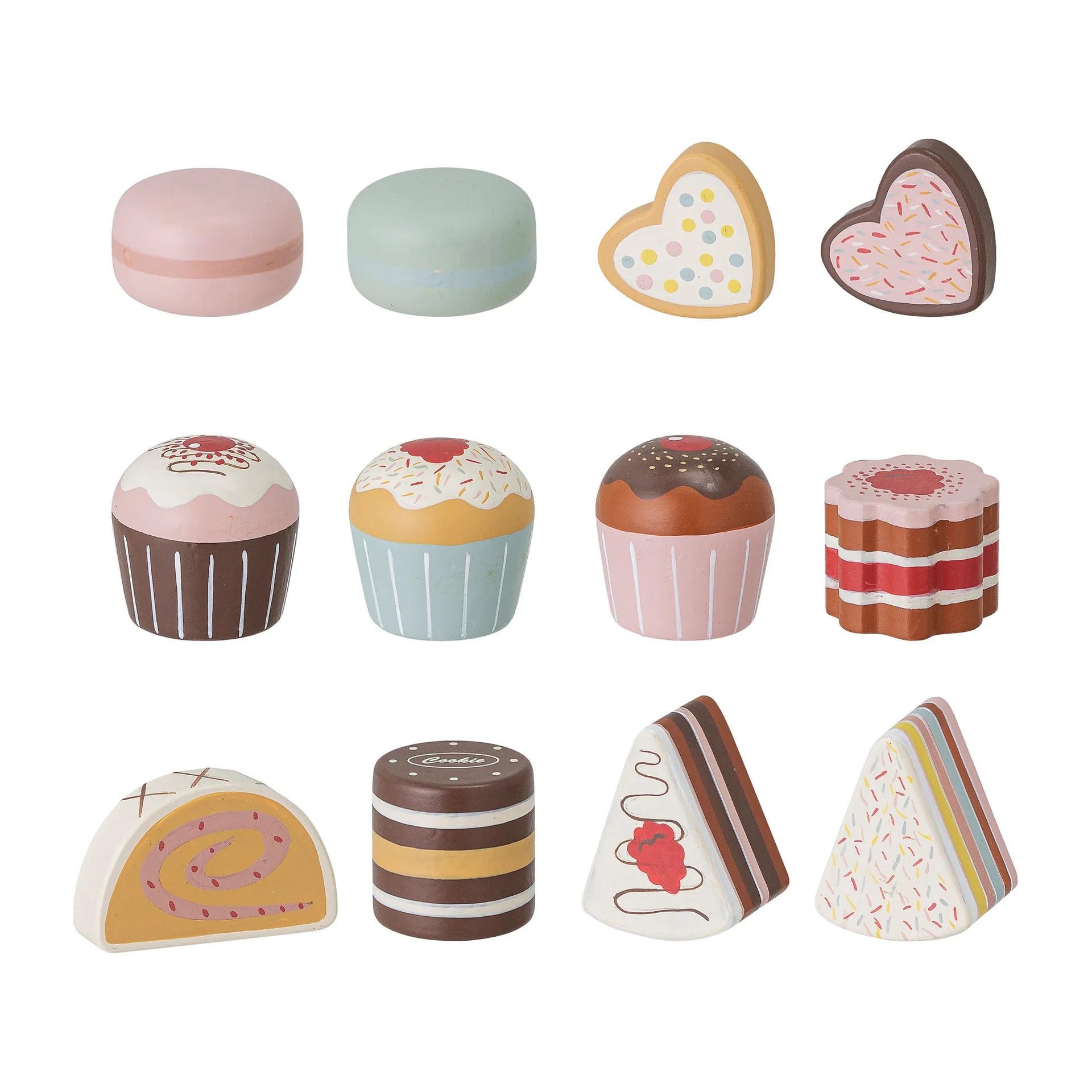 Carlina wooden toy cake plate 13 pieces, Brown Bloomingville