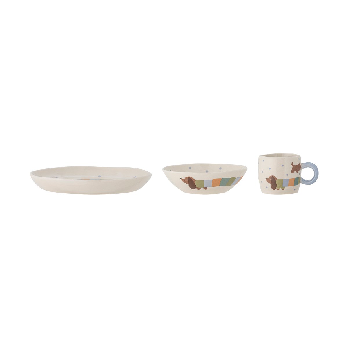 Bloomingville Charlie dinner set 3 pieces Blue-white