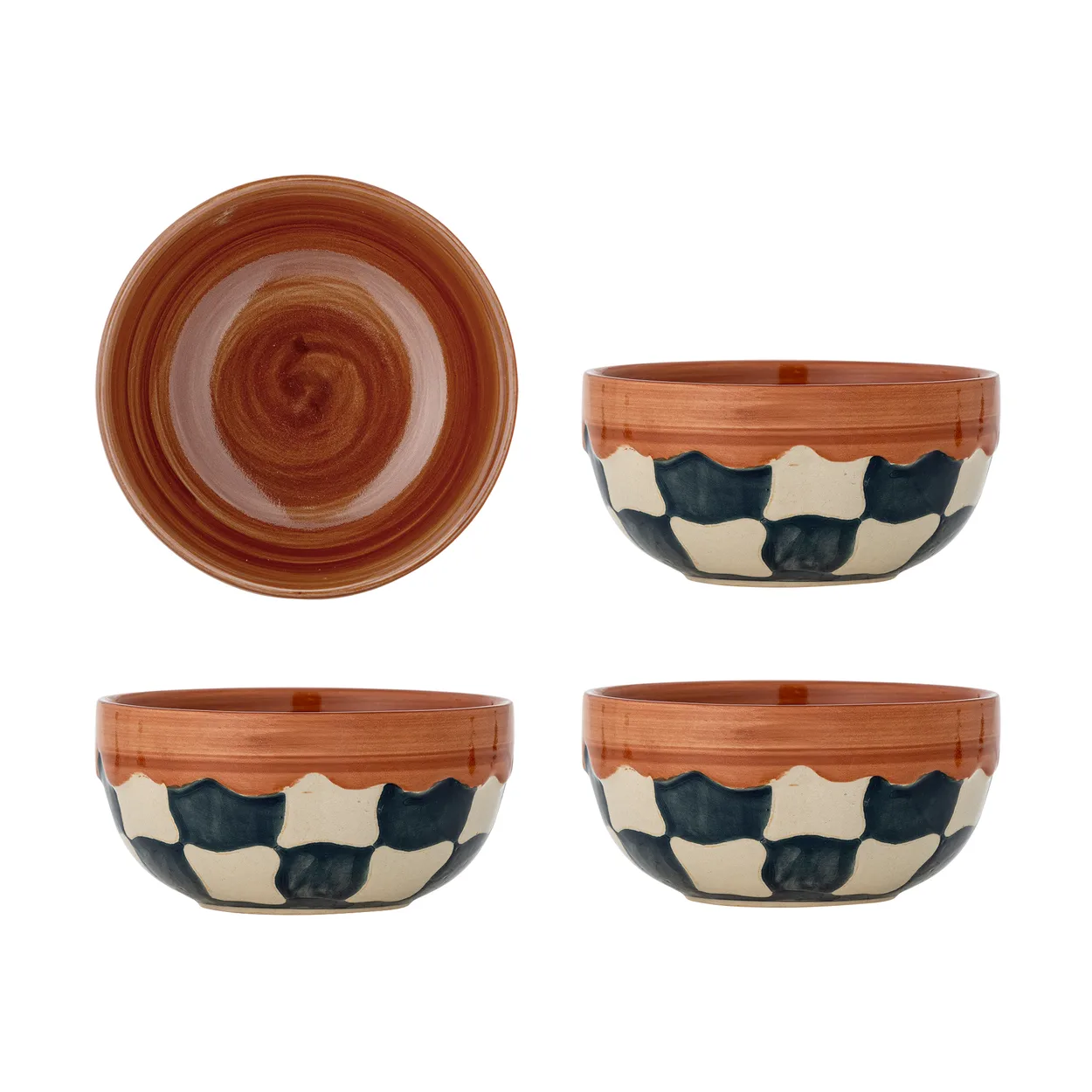 Bloomingville Check bowl 4-pack o14 cm Blue | Scandinavian Design | Breakfast bowls | Blue