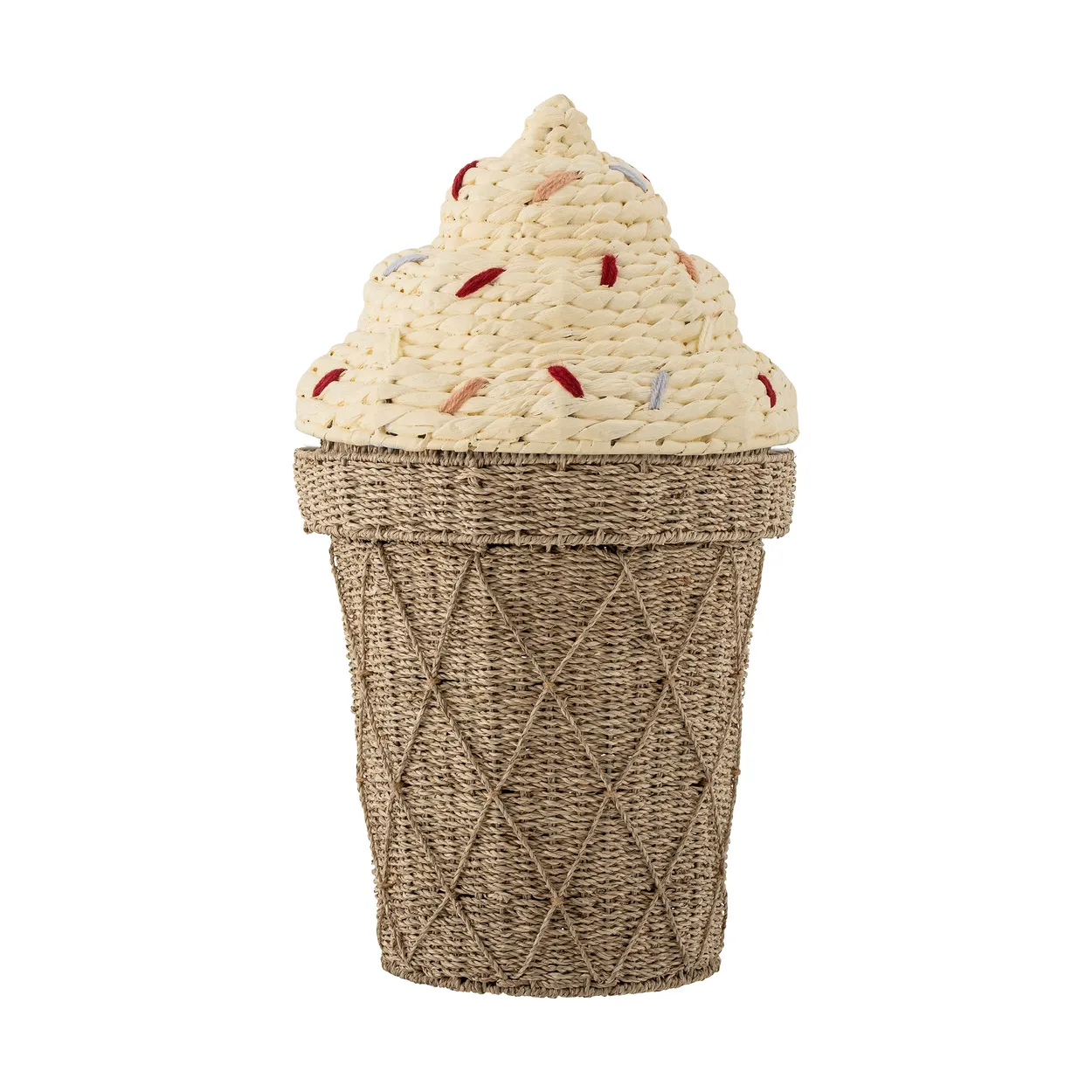 Bloomingville Cillie storage basket with lid o40 cm Nature ice cream