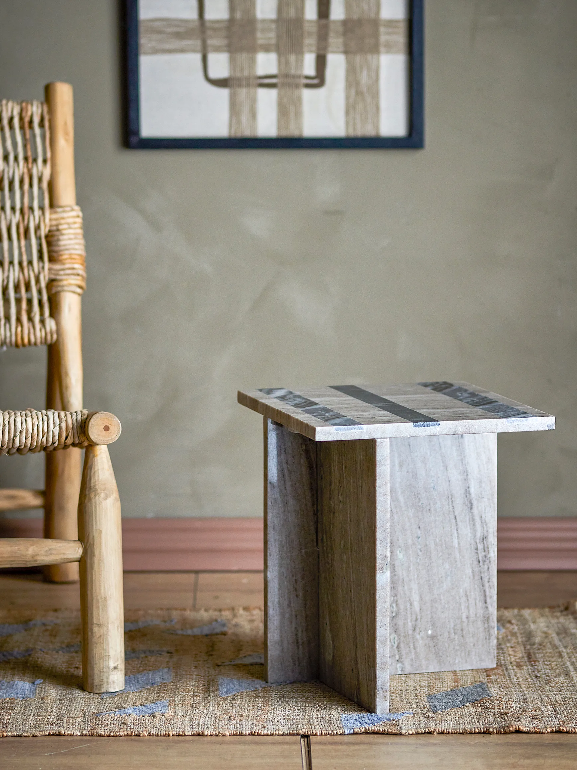 Clea side table, Brown marble Bloomingville