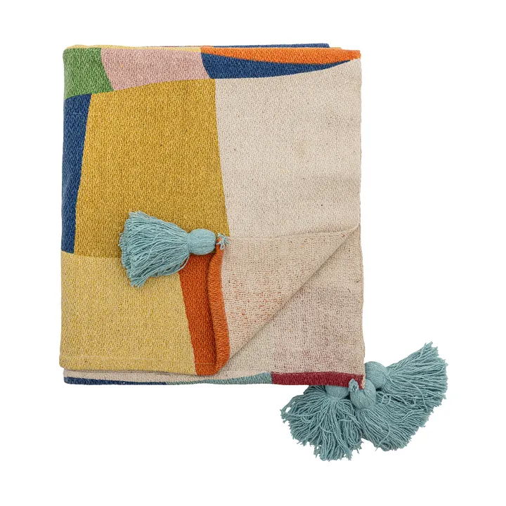 Colorine cotton throw 160x130 cm - Blue - Bloomingville