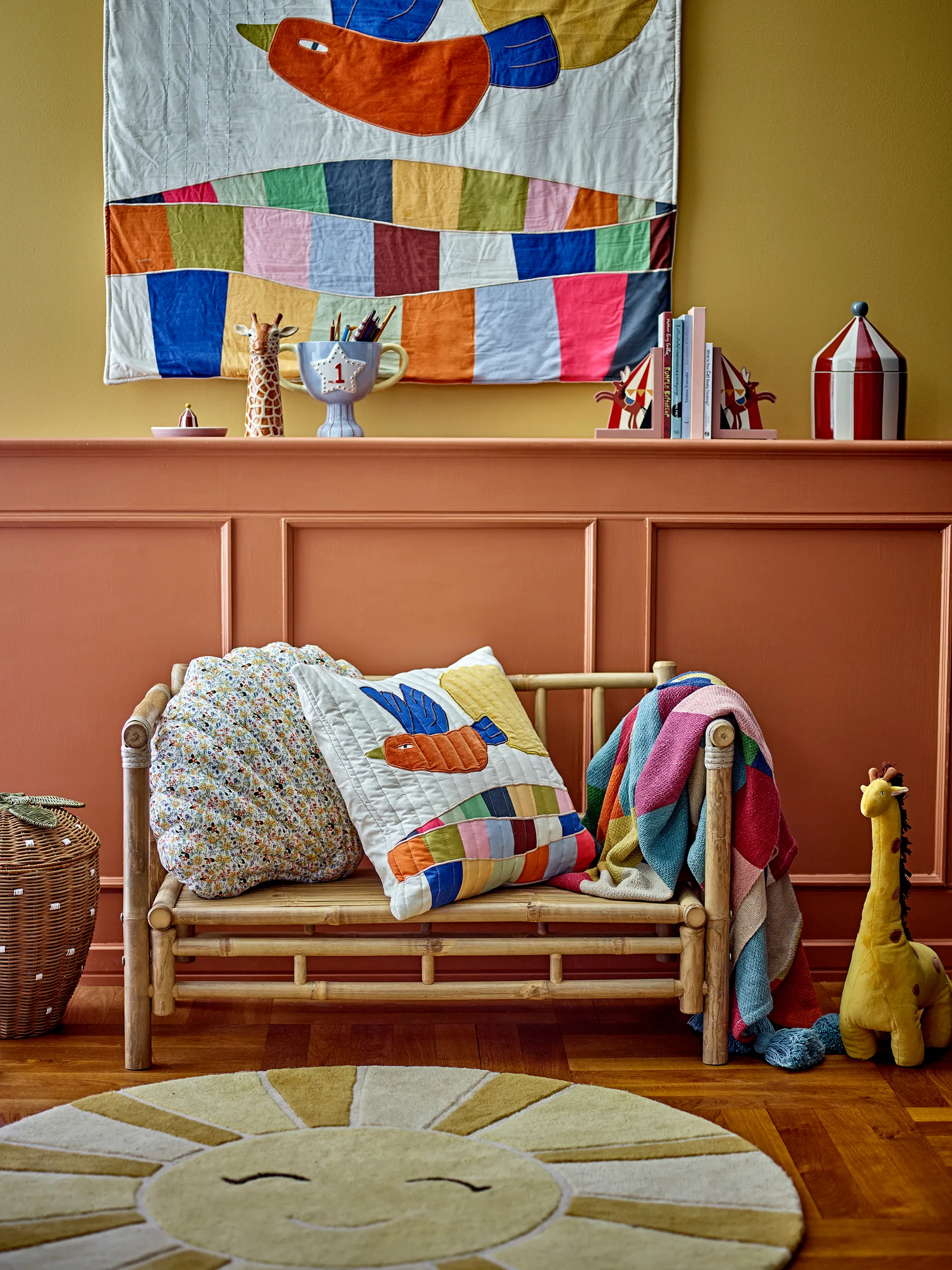 Colorine cotton throw 160x130 cm, Blue Bloomingville