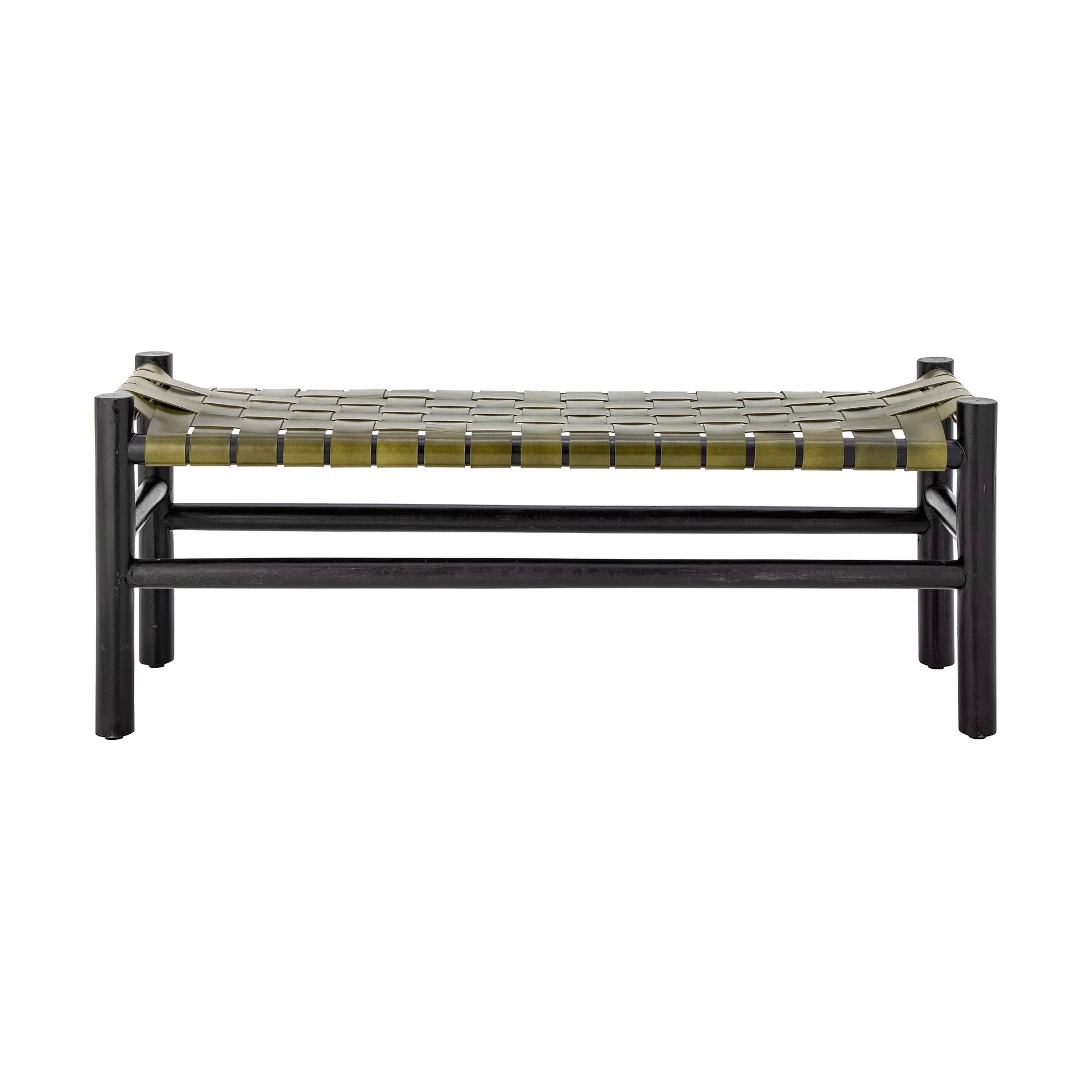Conner bench, Black-green leather Bloomingville