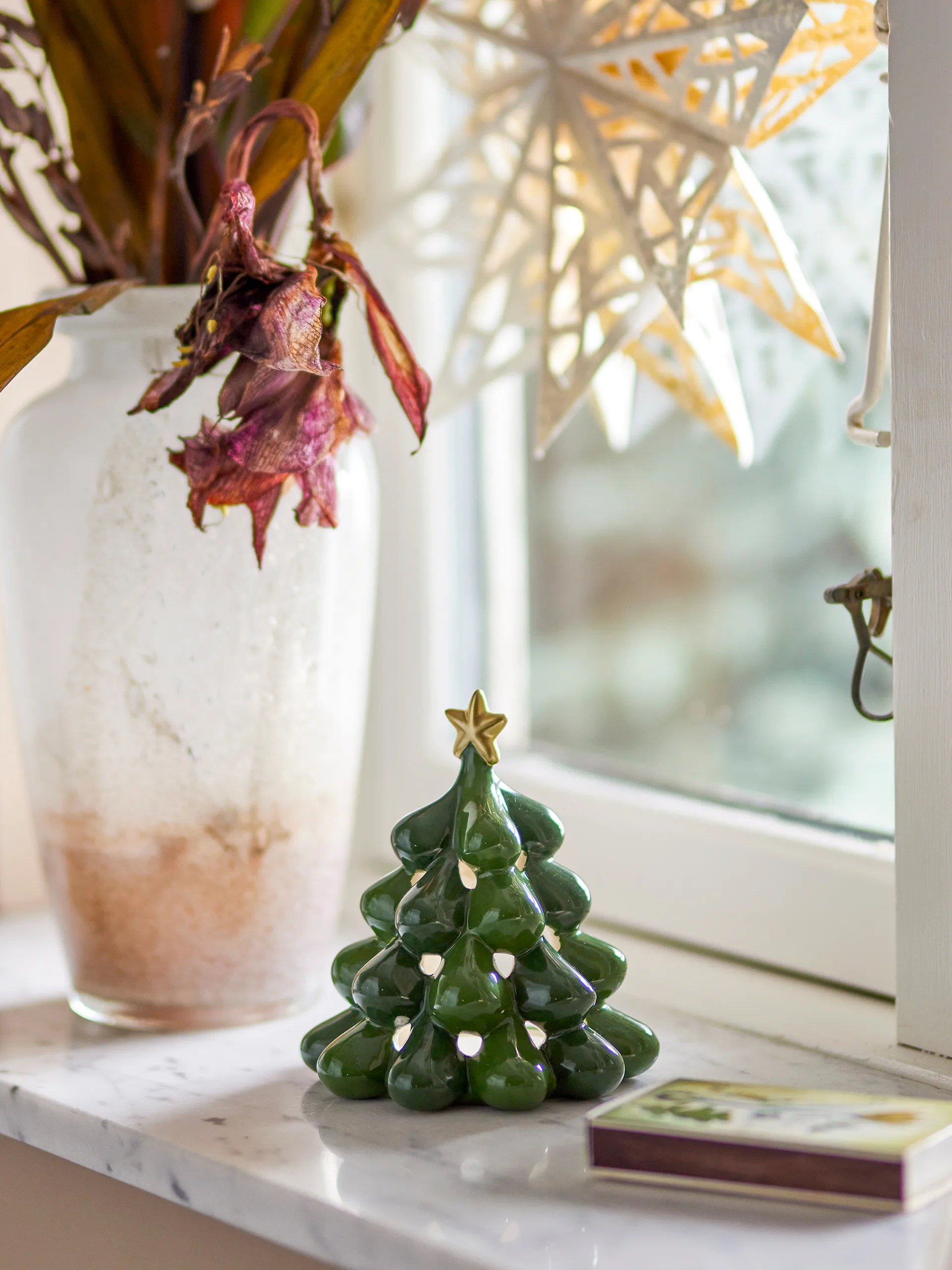 Elof tealight holder Christmas tree 13.5 cm, Green Bloomingville