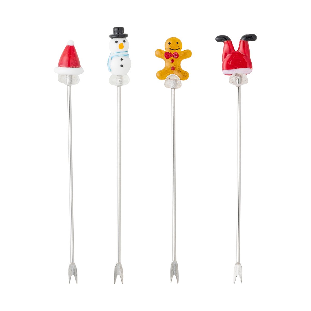 Bloomingville Feliz cocktail fork 4 pieces White-red