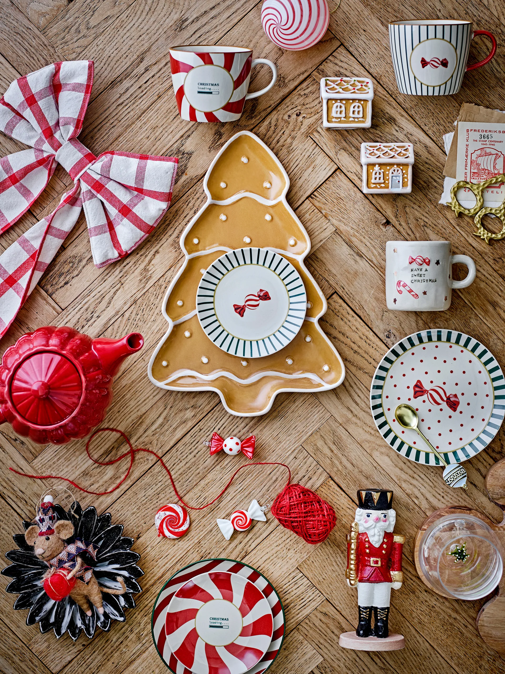 Festive decoration hangings 3 pieces, Red Bloomingville